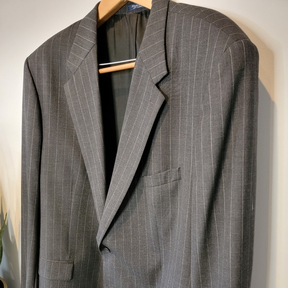 Custom Made 2-Piece Suit, Big & Tall Size 54X, Pinstripe - Picture 3 of 15